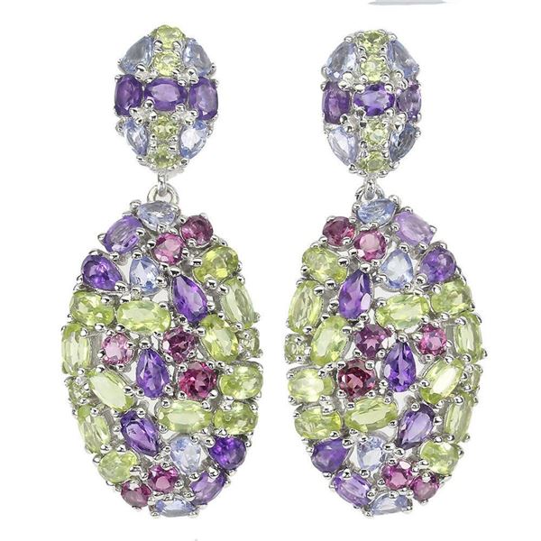 Natural Amethyst Peridot Tanzanite Earrings