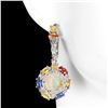 Image 2 : Natural Ethopian White Opal & Sapphire Earrings