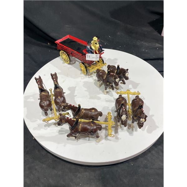 8 Horses & Wagon Die-Cast with 3 Drivers