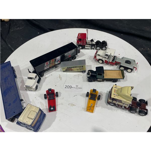 Large Assortment Of Die-Cast Semis, Cars