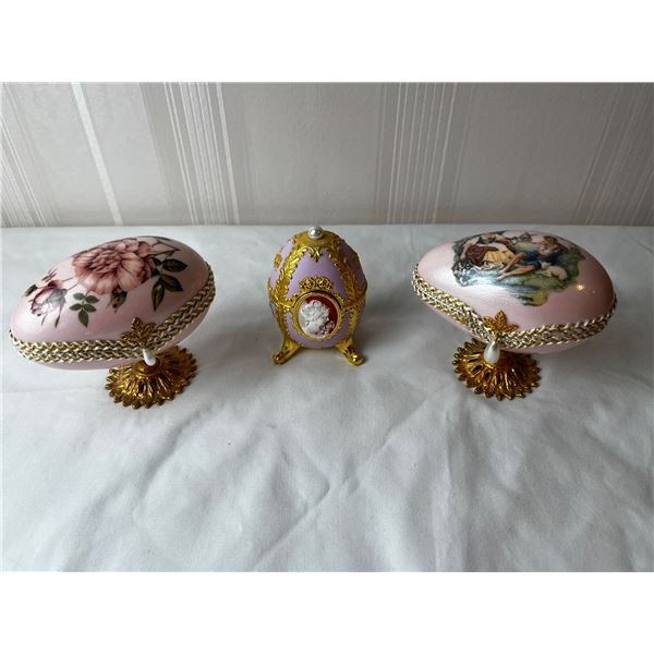 Vintage Ostrich Egg Jewelry Boxes