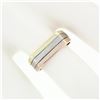 Image 3 : Vintage Solid 14k Tri Color Gold 6.1mm Wide Polished Squared Top 3 Row Band Ring