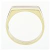 Image 8 : Vintage Solid 14k Tri Color Gold 6.1mm Wide Polished Squared Top 3 Row Band Ring