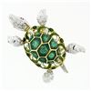 Image 1 : Vintage 18k Two Tone Gold 0.46 ctw Diamond Ruby Eye Enamel Turtle Tortoise Brooc
