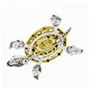 Image 3 : Vintage 18k Two Tone Gold 0.46 ctw Diamond Ruby Eye Enamel Turtle Tortoise Brooc