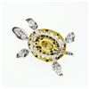 Image 4 : Vintage 18k Two Tone Gold 0.46 ctw Diamond Ruby Eye Enamel Turtle Tortoise Brooc