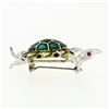 Image 6 : Vintage 18k Two Tone Gold 0.46 ctw Diamond Ruby Eye Enamel Turtle Tortoise Brooc