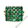 Image 5 : Vintage 14k Gold & Silver Top Round Green Emerald Rectangular Large Platter Ring