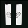 Image 2 : Movado 18k White Gold 0.15 ctw Pave Set Round Diamond Wrapped Heart Bar Earrings