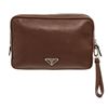 Image 2 : Prada Brown Vitello City Leather Wristlet Zip Pouch