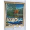 Image 1 : Framed Oil On Board Waterfall Scene