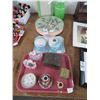 Image 1 : Lot of Glass Vase, Picture Frame, Sewing Box, Music Box and Décor