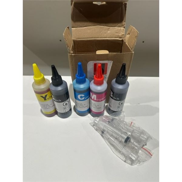 Printer ink refills 5 full bottles with syringes