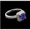 Image 2 : 1.75 ctw Tanzanite and Diamond Ring - 14KT White Gold