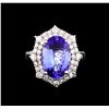 Image 2 : 14KT White Gold 5.20 ctw Tanzanite and Diamond Ring