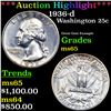 Image 1 : ***Auction Highlight*** 1936-d Washington Quarter 25c Graded ms65 By SEGS (fc)