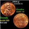 Image 1 : 1964-p Lincoln Cent 1c Grades Gem+ Unc RD
