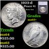 Image 1 : 1923-d Peace Dollar $1 Graded ms63+ By SEGS
