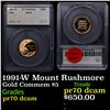 Image 1 : Proof 1991-W Mount Rushmore Gold Commemorative $5 Graded pr70 dcam By SEGS