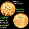 1952-d Lincoln Cent 1c Grades GEM++ RD
