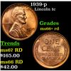 Image 1 : 1939-p Lincoln Cent 1c Grades GEM++ RD