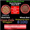 Image 1 : Mixed small cents 1c orig shotgun roll, 1957-d Lincoln Cent, Wheat Cent other end, Coca Cola Brandt 