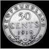 Image 3 : 1918C Newfoundland (Canada Provincial) 50c Silver KM# 12 Grades vf++