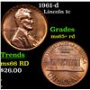Image 1 : 1961-d Lincoln Cent 1c Grades Gem+ Unc RD