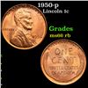 Image 1 : 1950-p Lincoln Cent 1c Grades GEM+ Unc RB