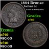 Image 1 : 1864 Bronze Indian Cent 1c Grades xf
