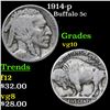 Image 1 : 1914-p Buffalo Nickel 5c Grades vg+