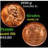 Image 1 : 1958-p Lincoln Cent 1c Grades GEM+ Unc RD
