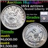 Image 1 : ***Auction Highlight*** 1854 arrows Seated Liberty Quarter 25c Graded ms64+ By SEGS (fc)