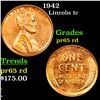 Image 1 : Proof 1942 Lincoln Cent 1c Grades Gem Proof Red