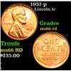 Image 1 : 1957-p Lincoln Cent 1c Grades GEM+ Unc RD