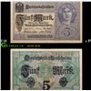 1917-1918 Germany 5 Marks Banknote WWI Era P# 56b Grades Select AU
