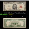 1963 $5 Red seal United States Note Grades vf+