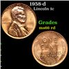 Image 1 : 1958-d Lincoln Cent 1c Grades GEM+ Unc RD