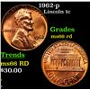 Image 1 : 1962-p Lincoln Cent 1c Grades GEM+ Unc RD
