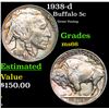 Image 1 : 1938-d Buffalo Nickel 5c Grades GEM+ Unc