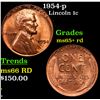Image 1 : 1954-p Lincoln Cent 1c Grades Gem+ Unc RD