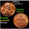 Image 1 : 1964-p Lincoln Cent 1c Grades GEM+ Unc RD