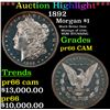 Image 1 : Proof ***Auction Highlight*** 1892 Morgan Dollar $1 Grades pr66 CAM By SEGS (fc)