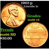 Image 1 : 1962-p Lincoln Cent 1c Grades GEM+ Unc RD
