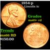 Image 1 : 1954-p Lincoln Cent 1c Grades Gem+ Unc RD
