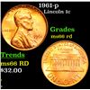 Image 1 : 1961-p Lincoln Cent 1c Grades GEM+ Unc RD