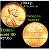 Image 1 : 1964-p Lincoln Cent 1c Grades GEM+ Unc RD