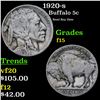 Image 1 : 1920-s Buffalo Nickel 5c Grades f+