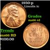 Image 1 : 1950-p Lincoln Cent 1c Grades GEM+ Unc RD