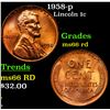 Image 1 : 1958-p Lincoln Cent 1c Grades GEM+ Unc RD